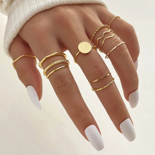 Gold Bohemian Ring Set (12pc)