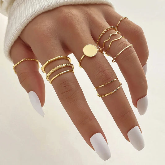 Gold Bohemian Ring Set (12pc)