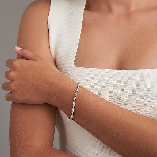 Thin White Gold Tennis Bracelet